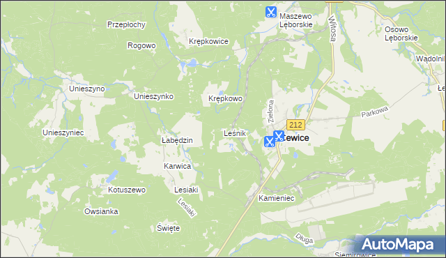 mapa Leśnik gmina Cewice, Leśnik gmina Cewice na mapie Targeo