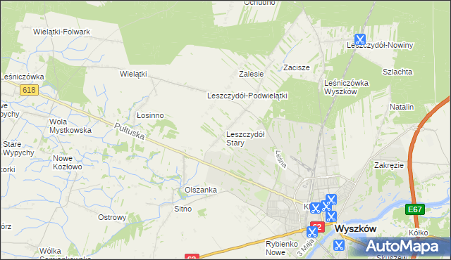 mapa Leszczydół Stary, Leszczydół Stary na mapie Targeo