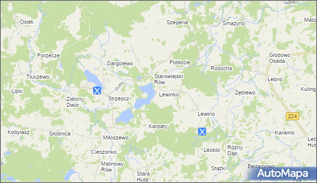 mapa Lewinko, Lewinko na mapie Targeo