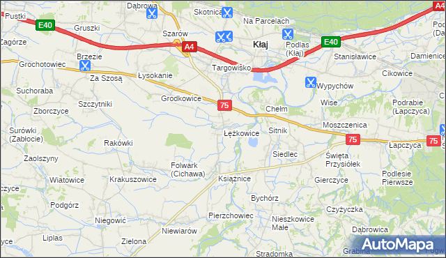 mapa Łężkowice, Łężkowice na mapie Targeo