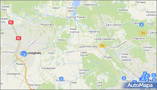 mapa Lgota-Mokrzesz, Lgota-Mokrzesz na mapie Targeo