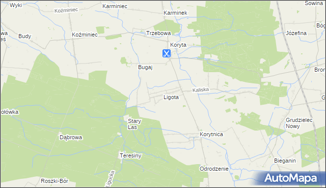 mapa Ligota gmina Raszków, Ligota gmina Raszków na mapie Targeo