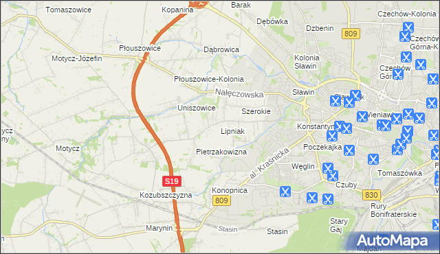 mapa Lipniak gmina Konopnica, Lipniak gmina Konopnica na mapie Targeo