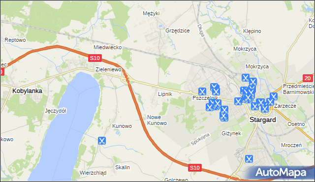 mapa Lipnik gmina Stargard, Lipnik gmina Stargard na mapie Targeo