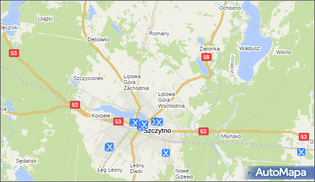 mapa Lipowa Góra Wschodnia, Lipowa Góra Wschodnia na mapie Targeo