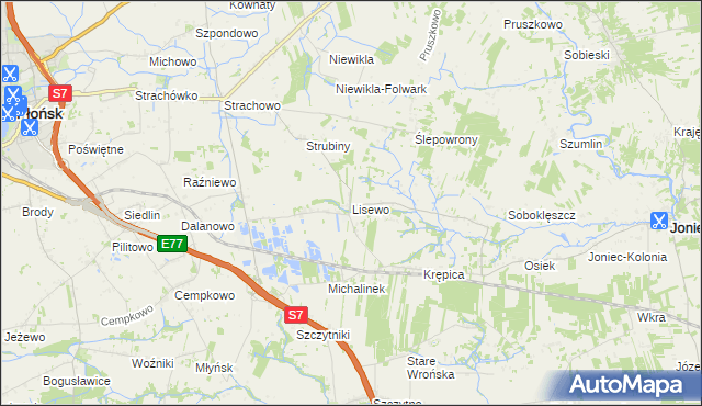 mapa Lisewo gmina Płońsk, Lisewo gmina Płońsk na mapie Targeo