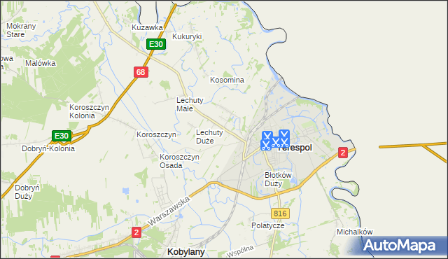 mapa Łobaczew Duży, Łobaczew Duży na mapie Targeo