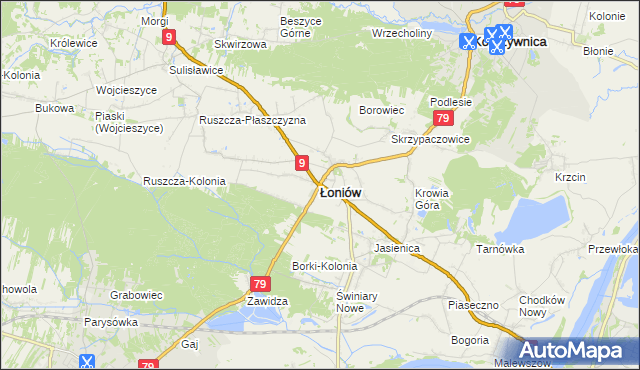 mapa Łoniów, Łoniów na mapie Targeo