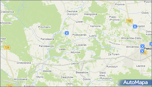 mapa Łosienek, Łosienek na mapie Targeo