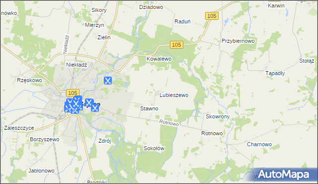 mapa Lubieszewo gmina Gryfice, Lubieszewo gmina Gryfice na mapie Targeo