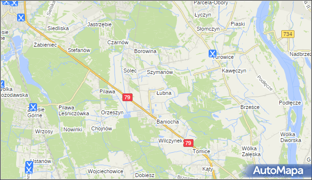 mapa Łubna gmina Góra Kalwaria, Łubna gmina Góra Kalwaria na mapie Targeo