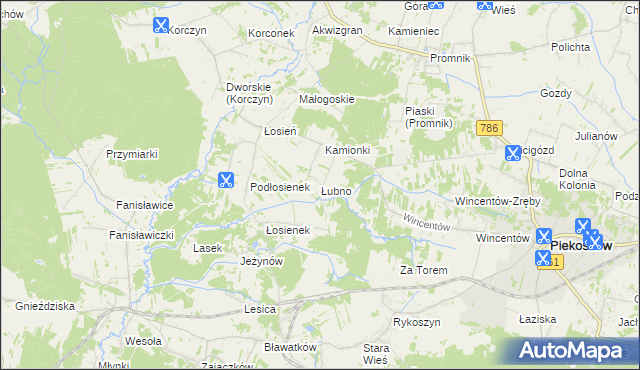 mapa Łubno gmina Piekoszów, Łubno gmina Piekoszów na mapie Targeo