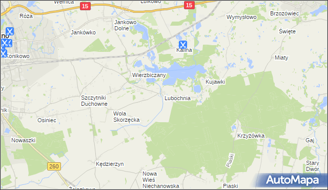 mapa Lubochnia gmina Gniezno, Lubochnia gmina Gniezno na mapie Targeo