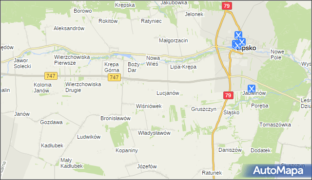 mapa Lucjanów gmina Lipsko, Lucjanów gmina Lipsko na mapie Targeo