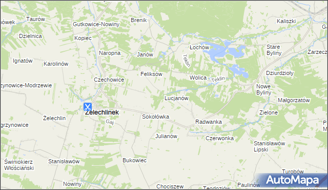 mapa Lucjanów gmina Żelechlinek, Lucjanów gmina Żelechlinek na mapie Targeo