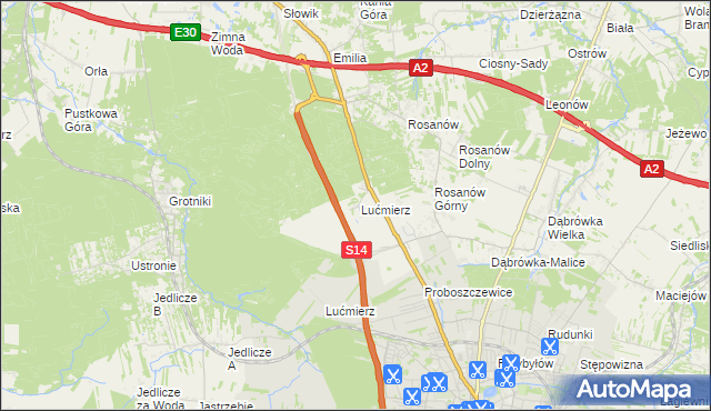 mapa Lućmierz-Ośrodek, Lućmierz-Ośrodek na mapie Targeo