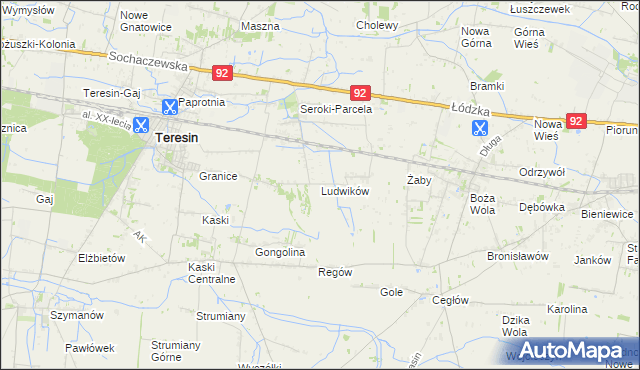 mapa Ludwików gmina Teresin, Ludwików gmina Teresin na mapie Targeo