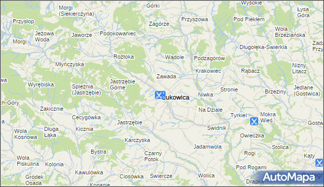 mapa Łukowica, Łukowica na mapie Targeo