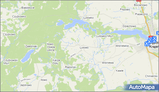 mapa Lutowo, Lutowo na mapie Targeo