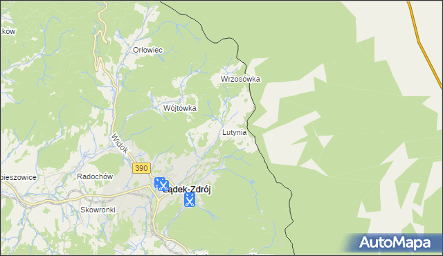 mapa Lutynia gmina Lądek-Zdrój, Lutynia gmina Lądek-Zdrój na mapie Targeo