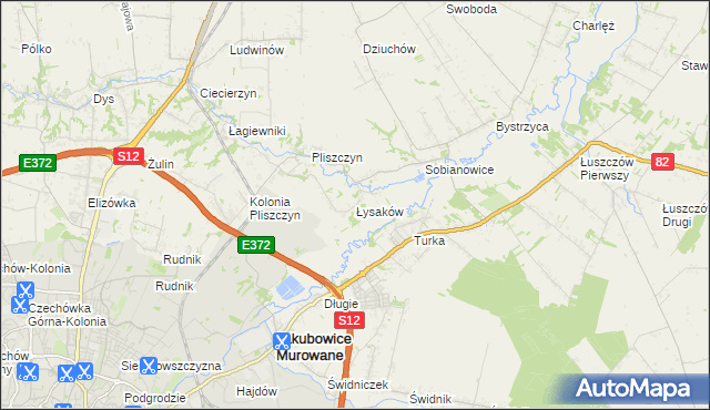 mapa Łysaków gmina Wólka, Łysaków gmina Wólka na mapie Targeo