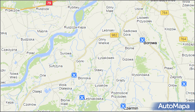mapa Łysakówek, Łysakówek na mapie Targeo