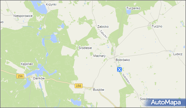 mapa Machary gmina Strzelce Krajeńskie, Machary gmina Strzelce Krajeńskie na mapie Targeo