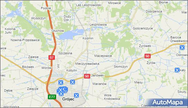 mapa Maciejowice gmina Grójec, Maciejowice gmina Grójec na mapie Targeo