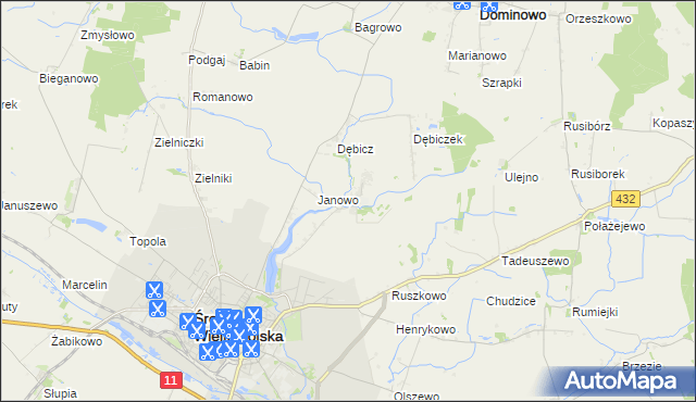 mapa Mączniki gmina Środa Wielkopolska, Mączniki gmina Środa Wielkopolska na mapie Targeo