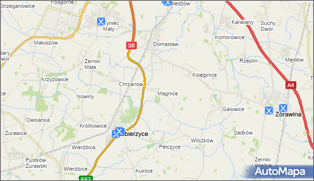 mapa Magnice, Magnice na mapie Targeo