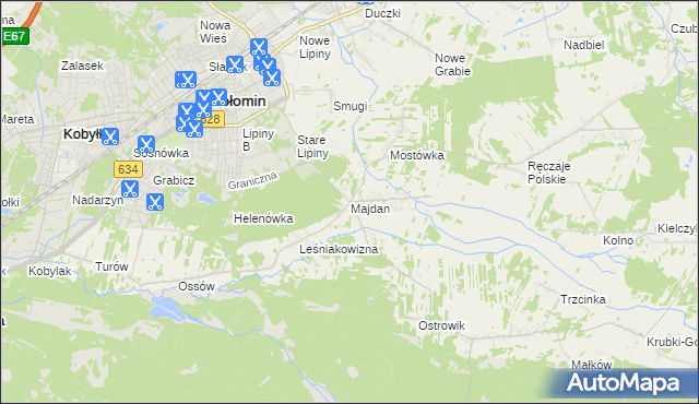 mapa Majdan gmina Wołomin, Majdan gmina Wołomin na mapie Targeo