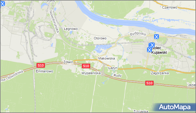 mapa Makowiska gmina Solec Kujawski, Makowiska gmina Solec Kujawski na mapie Targeo