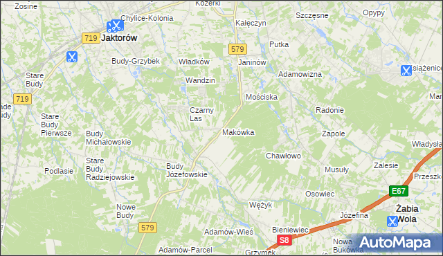 mapa Makówka gmina Grodzisk Mazowiecki, Makówka gmina Grodzisk Mazowiecki na mapie Targeo