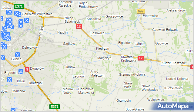 mapa Małęczyn gmina Gózd, Małęczyn gmina Gózd na mapie Targeo