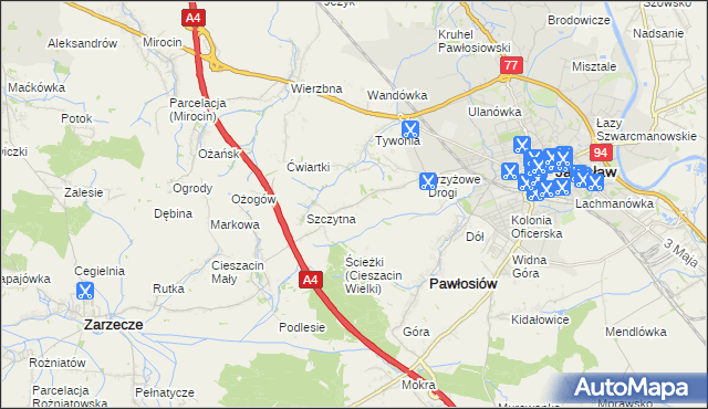 mapa Maleniska gmina Pawłosiów, Maleniska gmina Pawłosiów na mapie Targeo