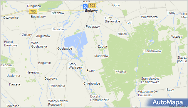 mapa Marianów gmina Bielawy, Marianów gmina Bielawy na mapie Targeo