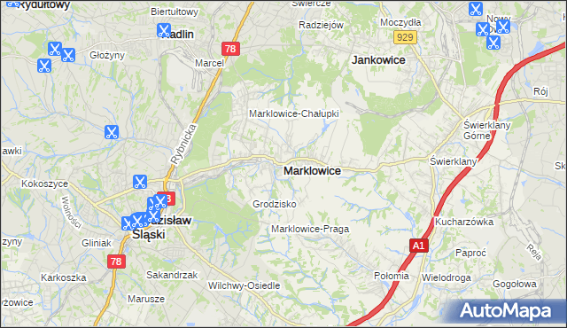 mapa Marklowice, Marklowice na mapie Targeo