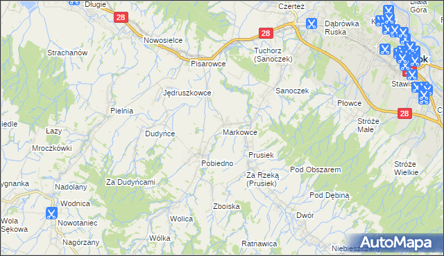 mapa Markowce, Markowce na mapie Targeo