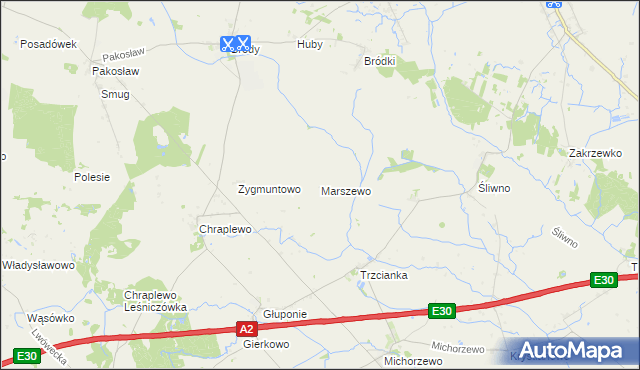mapa Marszewo gmina Lwówek, Marszewo gmina Lwówek na mapie Targeo