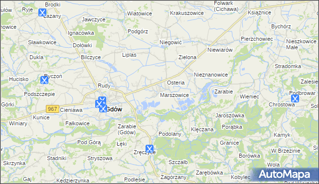 mapa Marszowice gmina Gdów, Marszowice gmina Gdów na mapie Targeo