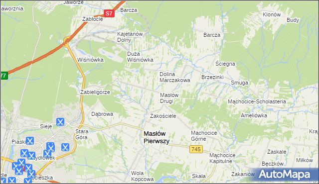 mapa Masłów Drugi, Masłów Drugi na mapie Targeo