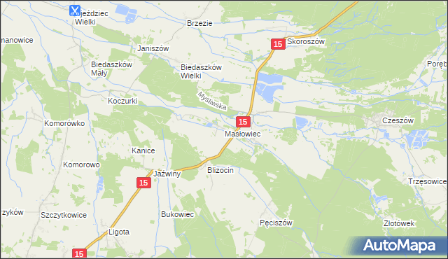 mapa Masłowiec, Masłowiec na mapie Targeo