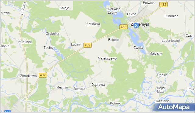 mapa Mateuszewo, Mateuszewo na mapie Targeo