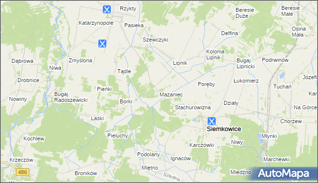 mapa Mazaniec, Mazaniec na mapie Targeo