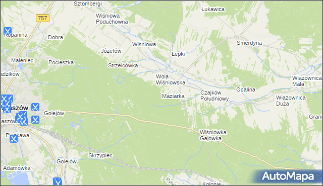 mapa Maziarka gmina Staszów, Maziarka gmina Staszów na mapie Targeo