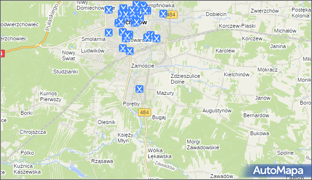 mapa Mazury gmina Bełchatów, Mazury gmina Bełchatów na mapie Targeo