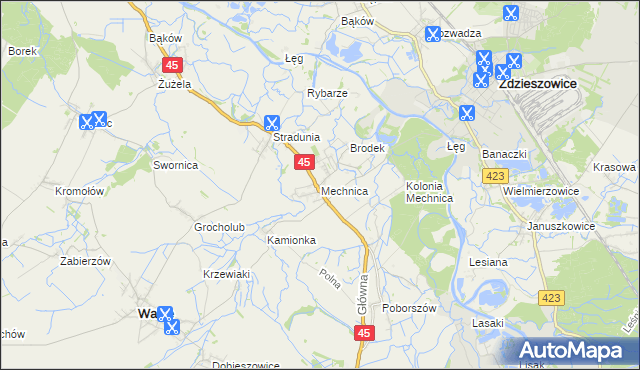 mapa Mechnica, Mechnica na mapie Targeo