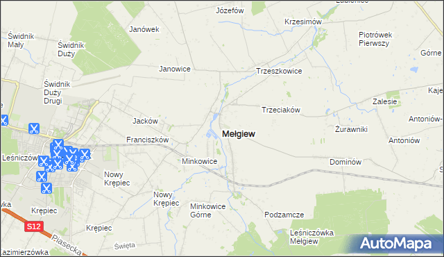 mapa Mełgiew, Mełgiew na mapie Targeo