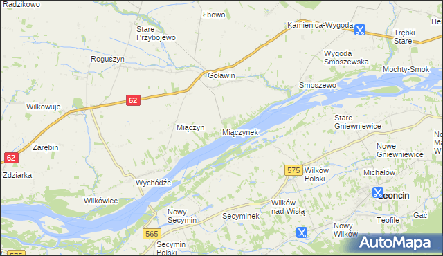 mapa Miączynek, Miączynek na mapie Targeo