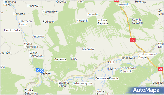 mapa Michałów gmina Bałtów, Michałów gmina Bałtów na mapie Targeo